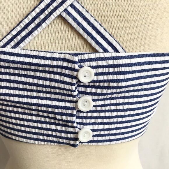 Club Monaco stripe seersucker crop top size 00 - Picture 7 of 11